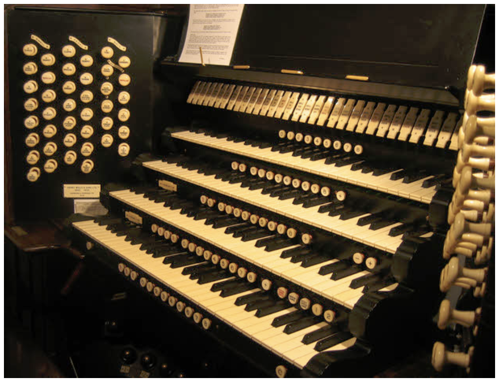 Hereford Cathedral's 'Willis' organ console (with 4 keyboads)