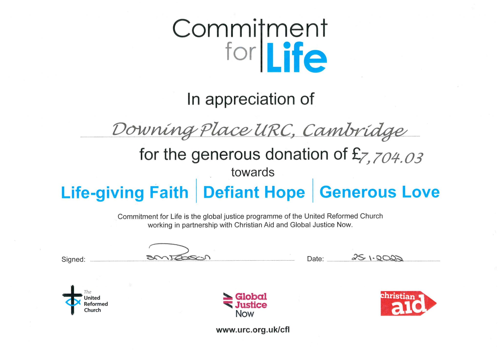 Commitment for Life 2021 Donations